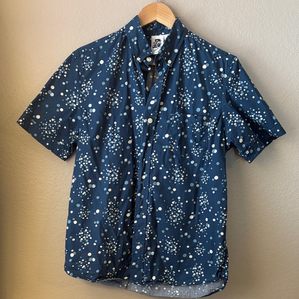 Blue and White Cosmic Casual Button Down Shirt